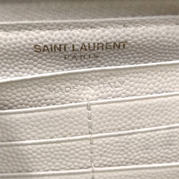 🏆💎💯 YSL Quilted White Leather Wallet Zip Around - Picture 5 of 8